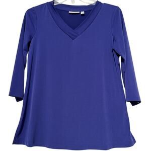Susan Graver Modern Essentials Liquid V-Neck Top, Size S